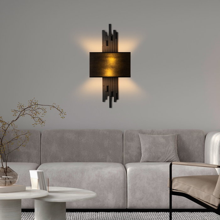 Opviq Axís - 15104 Lámpara de Pared de Metal y Tela Negra